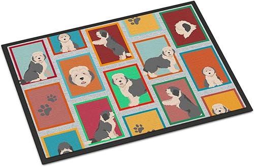 Caroline's Treasures MLM1120JMAT - Felpudo de perro pastor inglés antiguo, 24 x 36 pulgadas, para interiores y exteriores, para entrada,
