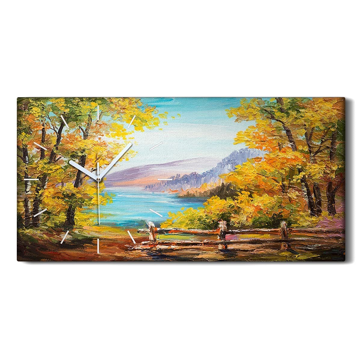Horloge sur toile salon moderne 60x30cm image paysage de mer de la forêt de pétrole