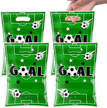 Agaommio Soccer Goodie Bags 50pcs, Party Favors Bags, Christmas Gift Bag, Team Goody Snacks Candy Treat Bag, Football Party Decorations Birthday Supplies- B Style