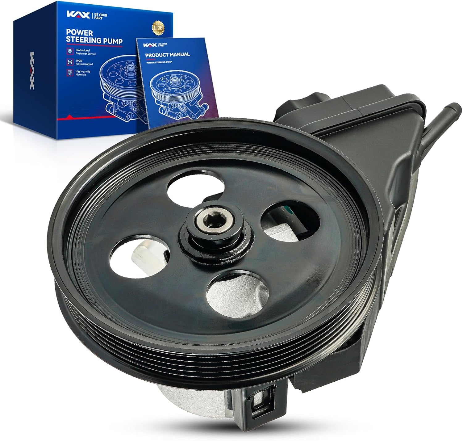 KAX 20-71996 Power Steering Pump with Pulley Reservoir, for 2006-2011 DTS, Lucerne 4.6L, OE# 15221010、20759843、15221011