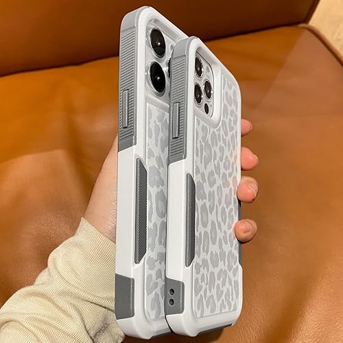 Miniatura 3 de Funda para iPhone 12 Pro Max de leopardo blanco, gris claro, estampado de guepardo, resistente, resistente, protección de cuerpo completo, a prueba