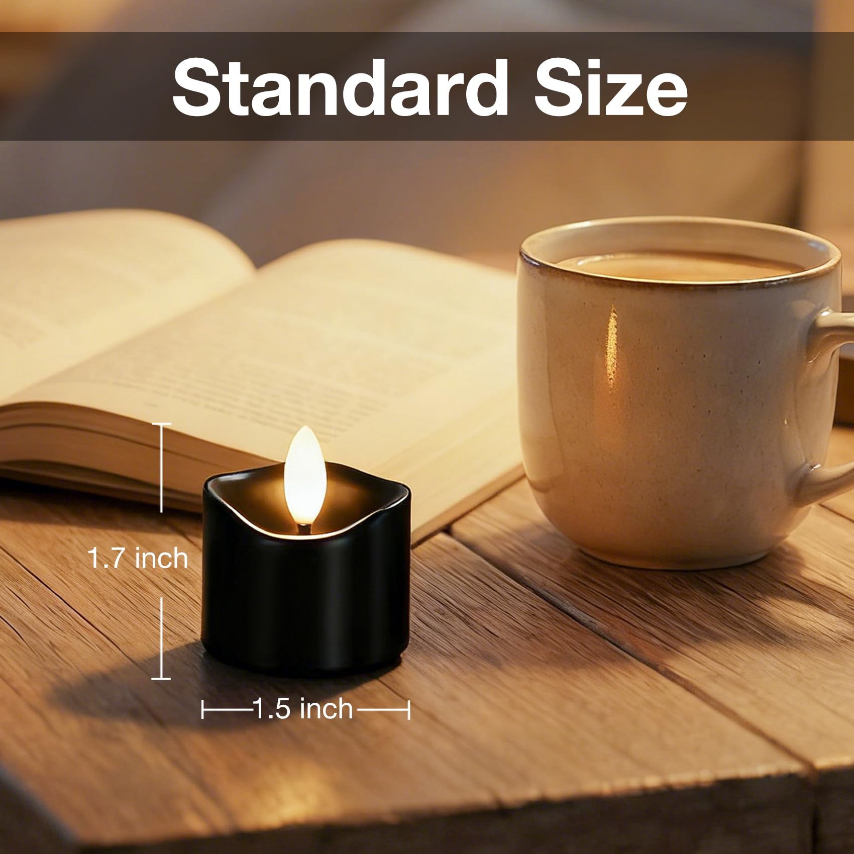 Confezione da 48 candele tealight senza fiamma, funzionamento a batteria, realistiche, tremolanti, candele votive LED per matrimoni, Halloween, feste, decorazioni per la casa
