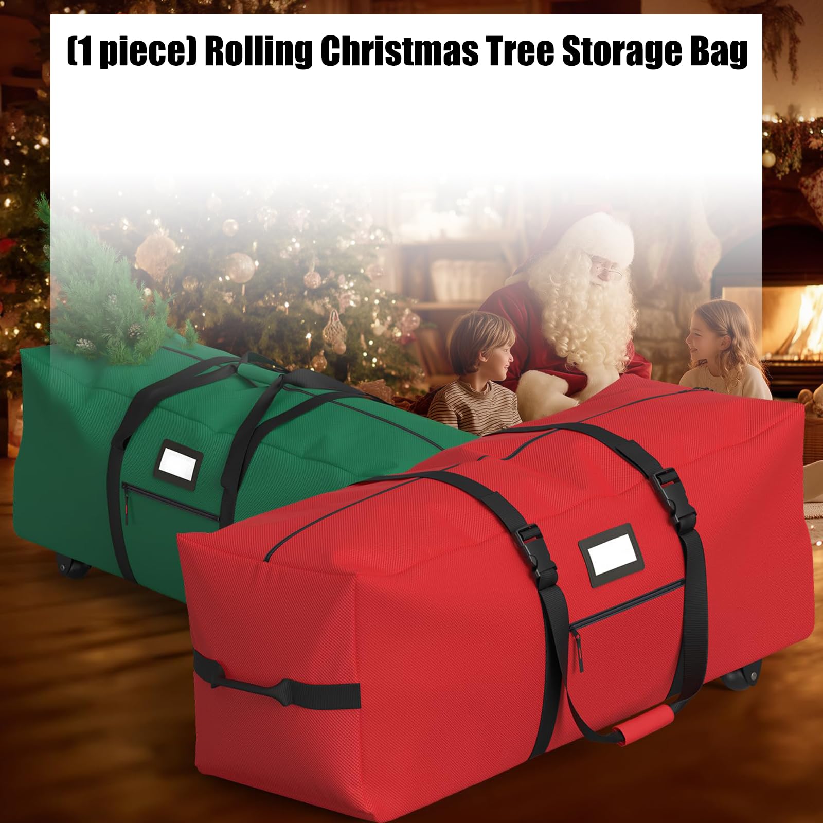 Spaziosa custodia arrotolabile per alberi di Natale in materiali Oxford, organizer impermeabile e facilmente accessibile con cerniera, contenitore per albero di Natale con ruote