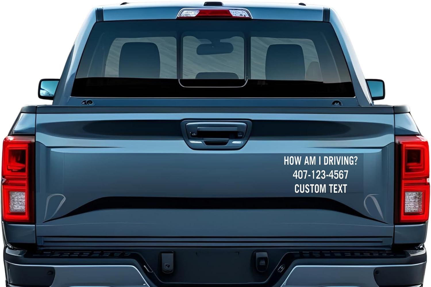 How Am I Driving Custom Text Vinyl Decal Sticker for Vehicle Tailgate, Customizable Phone Number