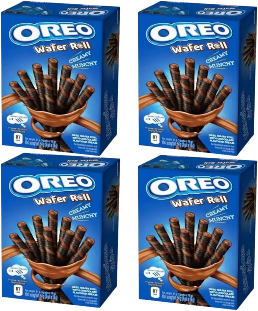 Wafer Bundle with Chocolate Cream Filled Wafer Rolls 54g (4 Pack)