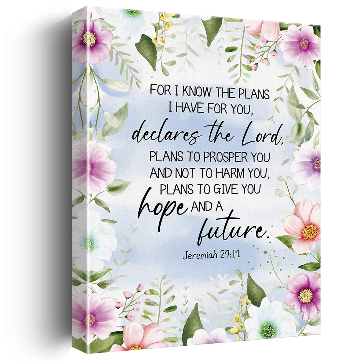 Inspirational Bible Verse Wall Art Decor Religious Jeremiah 29:11 For I Know the Plans Canvas Painting Framed Scripture Canvas Artwork Print Poster 12"x15" Decoration for Home