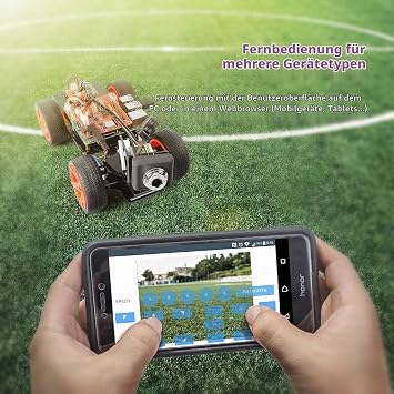 Sunfounder Smart Video Car Kit V2.0 Raspberry Pi 4 Model B 3B+ 3B 2B Graphical Visual Programming Language Remote Control by UI on Windows Mac and Web Browser Electronic Toy with Detailed Manual (English Language not )