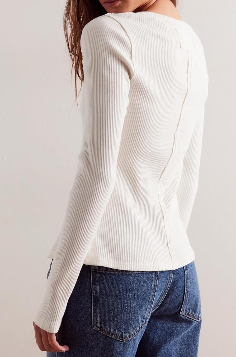 Womens Slim Fitted Cardigan Long Sleeve Y2K Ribbed Tops Button Down Shirts - Image 2