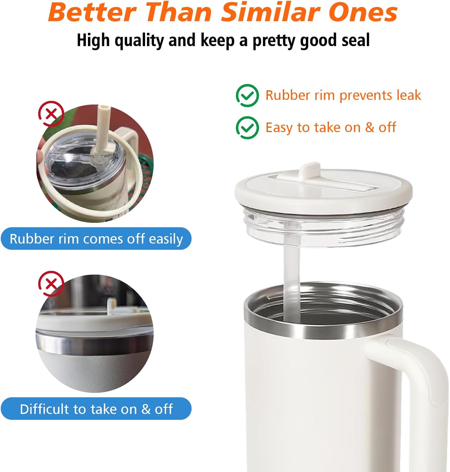 40 oz Tumbler Flip Straw Lid for Stanley Cup Accessories, 2 Pack Leak Proof Stanley Lid Replacement 40 oz for Stanley Quencher - Image 5