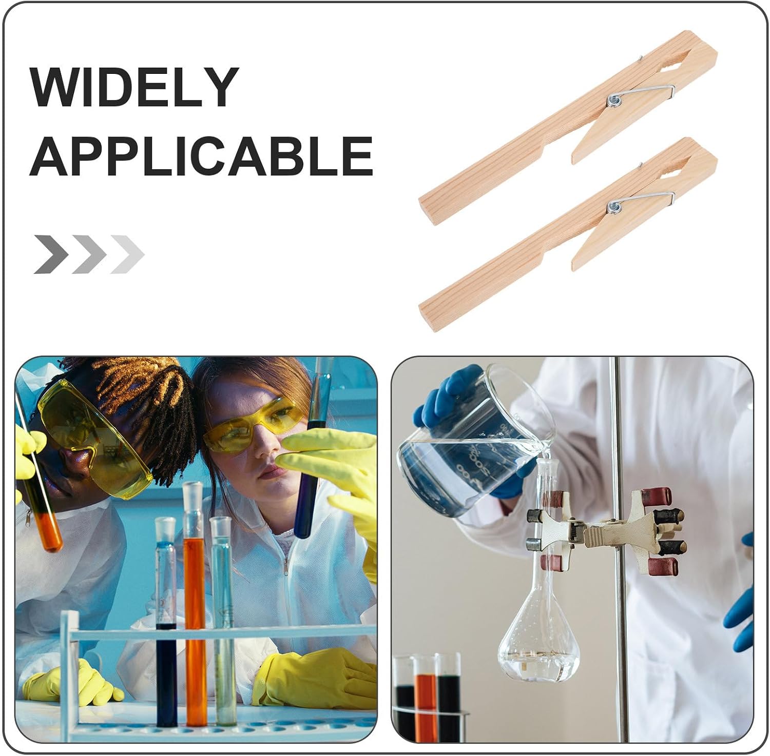 KOMBIUDA 10pcs Wooden Test Tube Clamps Laboratory Equipment Clips for Chemistry Stand Lightweight Portable Lab Pinch Holders Compatible with Standard Glass Tubes for Scientific Experiments
