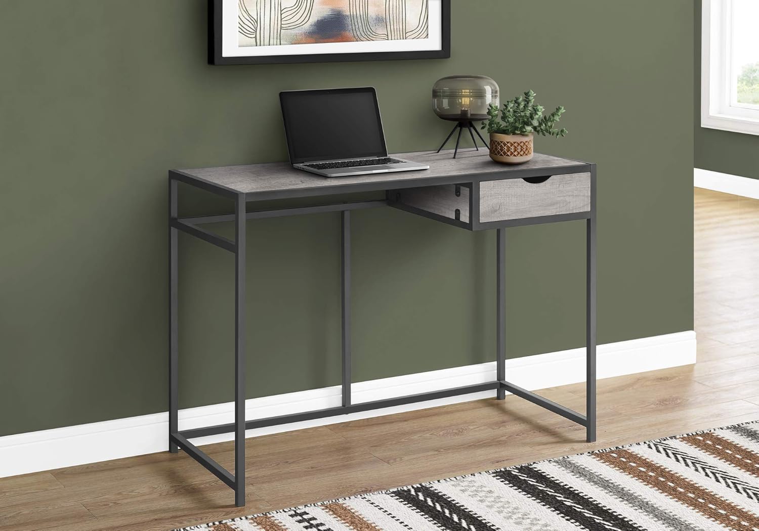 Monarch Specialties I 7217 Computer Desk, Home Office, Laptop, Storage Drawer, 42" L, Work, Metal, Laminate, Grey, Contemporary, Modern