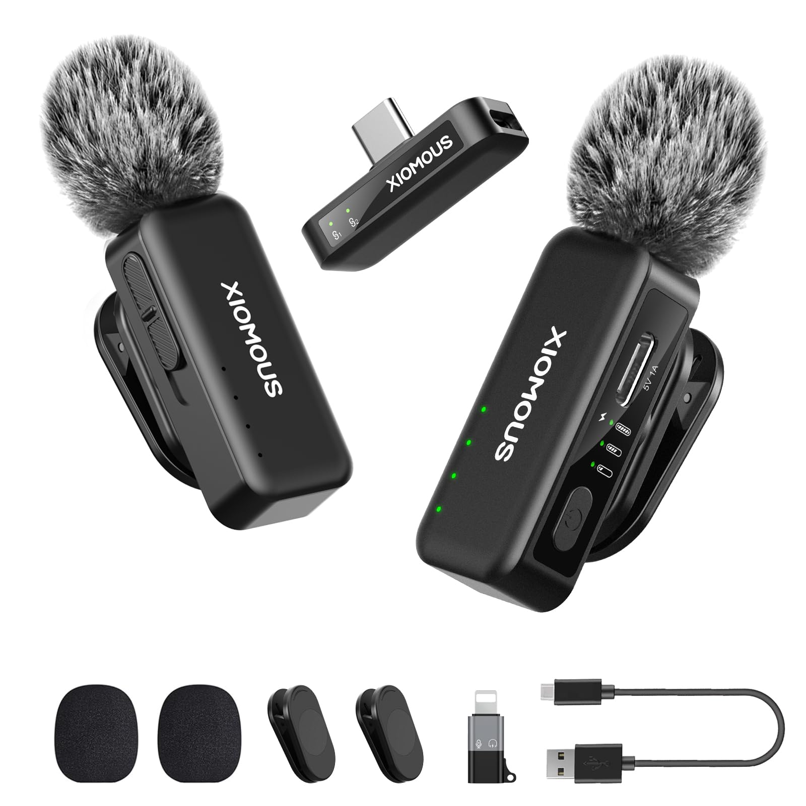 Wireless Lavalier Microphone for iPhone & Android, 2 Mics 1 Receiver, 262FT Long Range Wireless Lapel Mic, AI Noise Cancellation, 90% Noise Reduction, 48kHz/24bit Audio, for YouTube, TikTok, Vlog