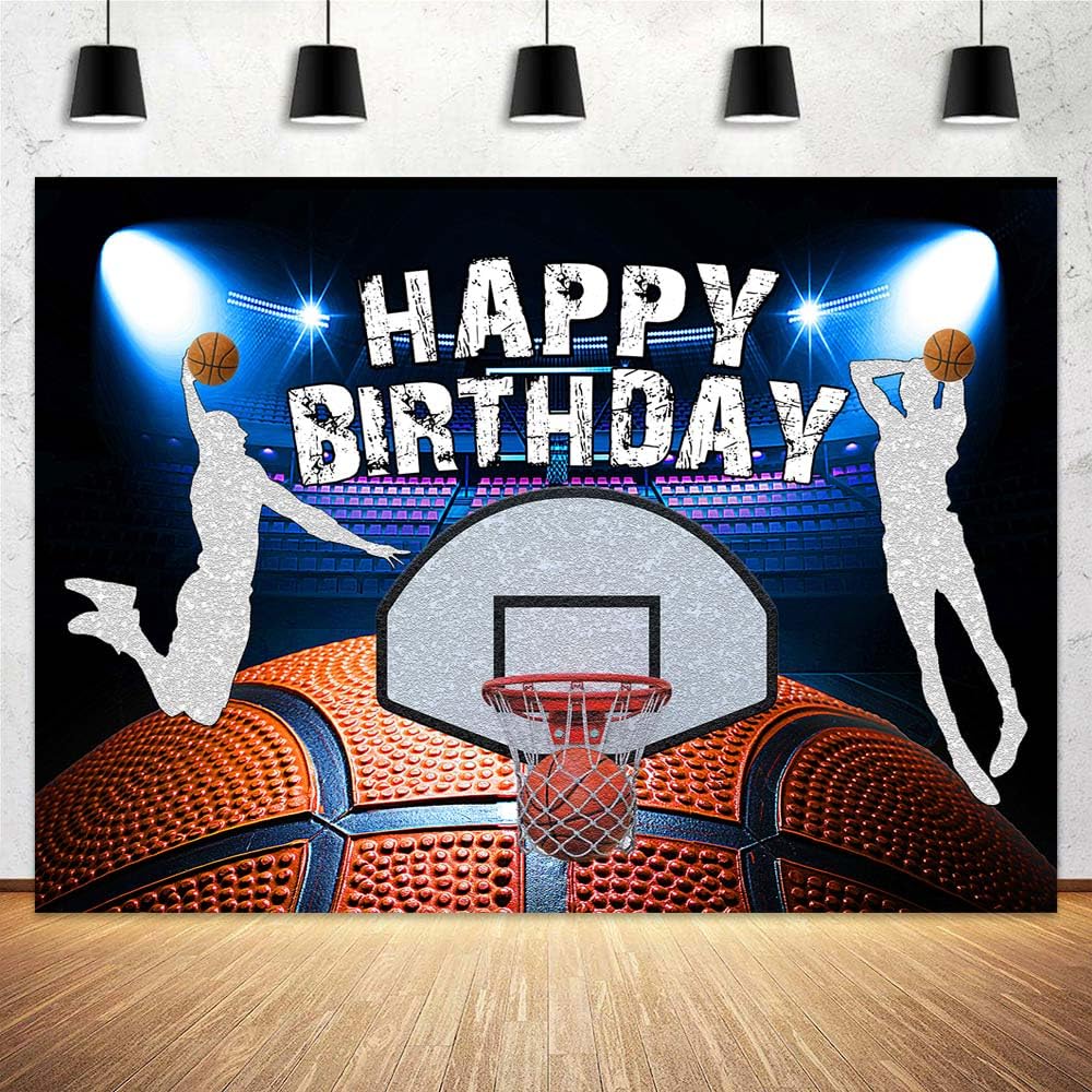 MDUKOIN Happy Birthday Basketball Photo Backdrop - Teenager Children Birthday Background Theme Party Photograph 10X8FT