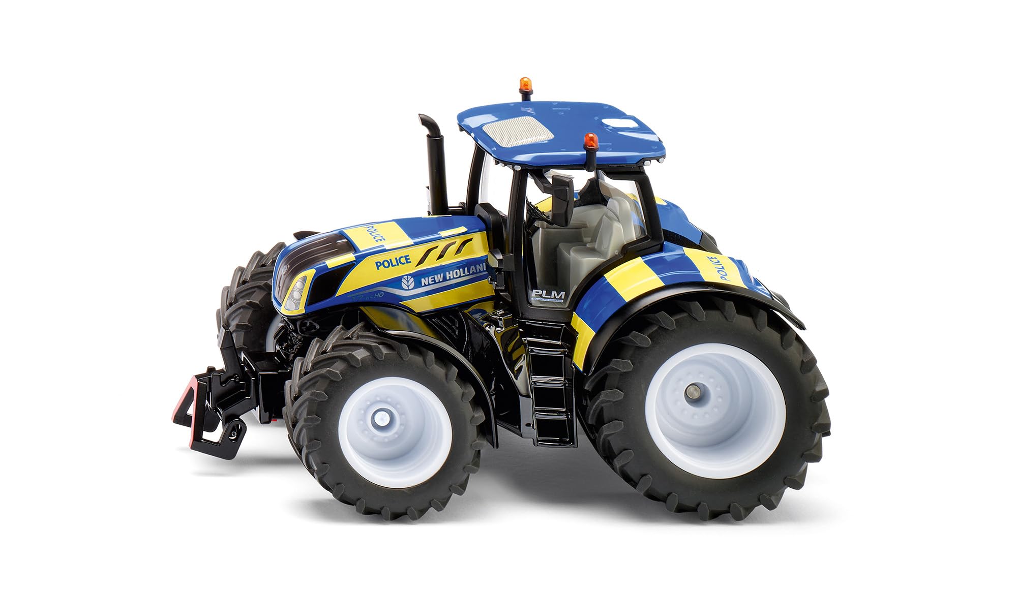Siku 3297 New Holland T7.315 HD Polizei-Traktor, 1:32, Mit öffenbarer Motorhaube, Frontgewicht, Abnehmbare Kabine, Metall-Karosserie, Blau-Gelb, Spezialfahrzeug