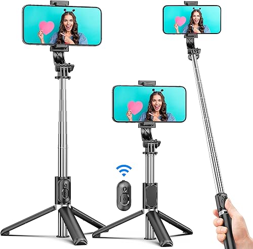 Trípode para selfie, todo en uno, extensible y portátil, para iPhone, con control remoto inalámbrico, compatible con iPhone 17, 16, 15, 14, 13, 12