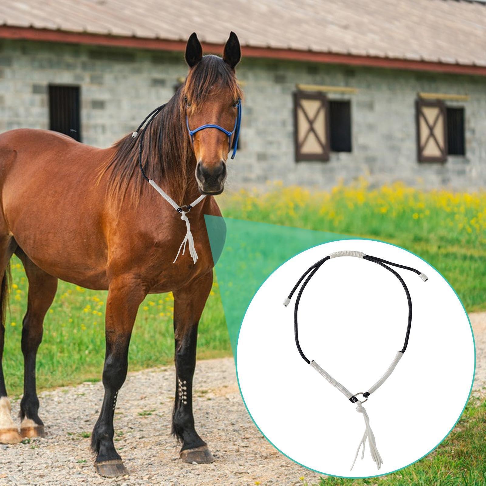 Riendas De Caballo Estilo Western | Pretal para Caballos | Cabezada Tejida a Mano con Flecos Ayuda para la Obediencia de Jinete y Espectáculos Ecuestres en Clubes Hípicos