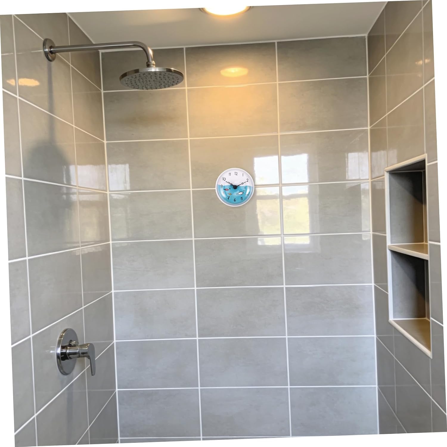 Waterproof Bathroom Timer Clock with Suction Cup, Portable Plastic Shower Wall Clock Featuring Mirror Display, Modern Stylish Design for Home, Bedroom, and Kitchen Use