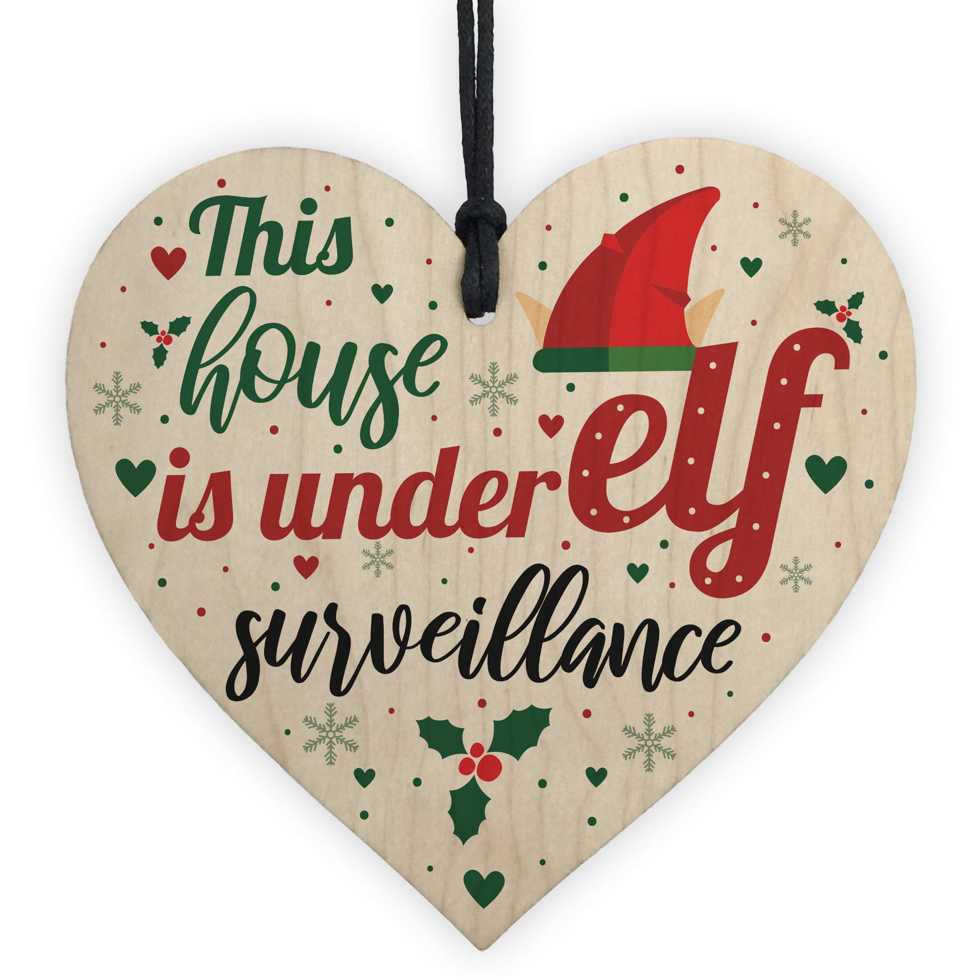 RED OCEAN Funny Under Elf Surveillance Heart Home Decor Christmas Kids Decoration Accessories