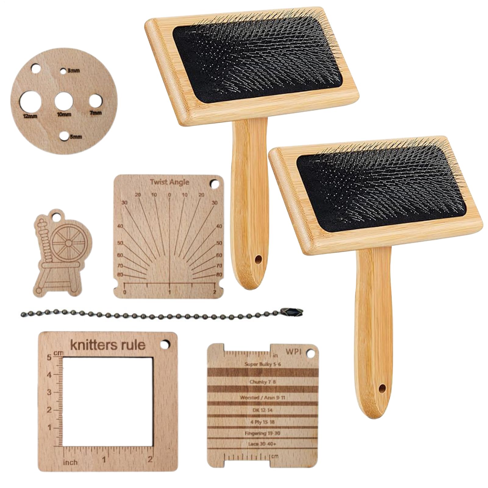 Brochas de cardado para lana – Juego de peine de mezcla de lana con mango de madera, ideal para lana, manualidades, alfombras de fieltro, cepillo de pelo de animales, procesamiento