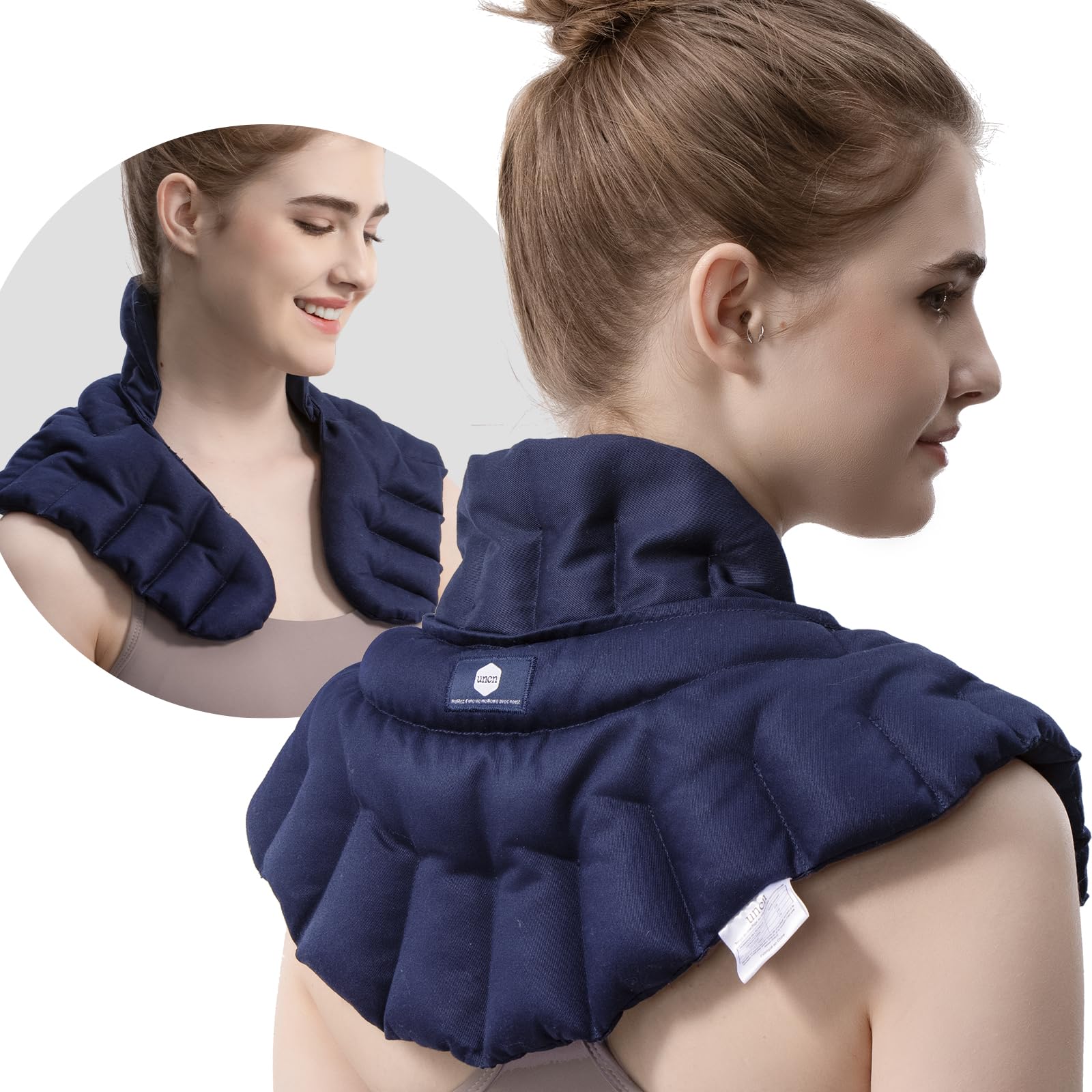 uncn Cuscino termico con noccioli di ciliegia, forno a microonde, collo, spalla, blu scuro, cuscino termico per pancia e schiena, cuscino con profumo