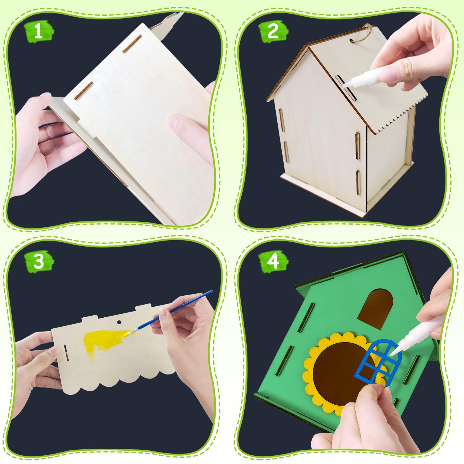 Heyzeibo Casitas para Pajaros Exterior - Juego de Bricolaje de 5 Piezas para Niños para Construir y Pintar, Caja de Pájaros para Manualidades Niños, Regalos de Pascua para Niñas