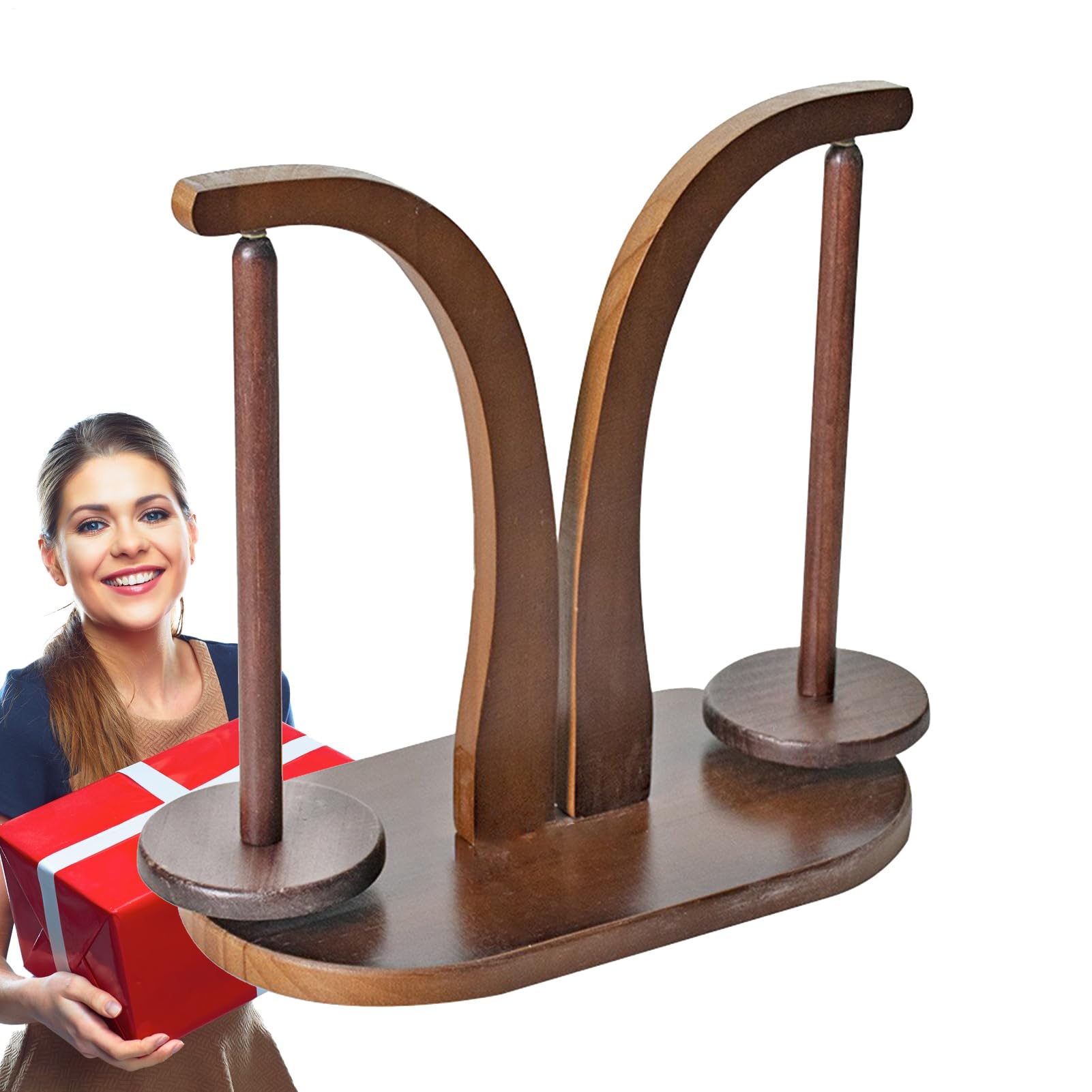 Porte-fil en bois anti-nœud pour pelotes de laine et fil de crochet