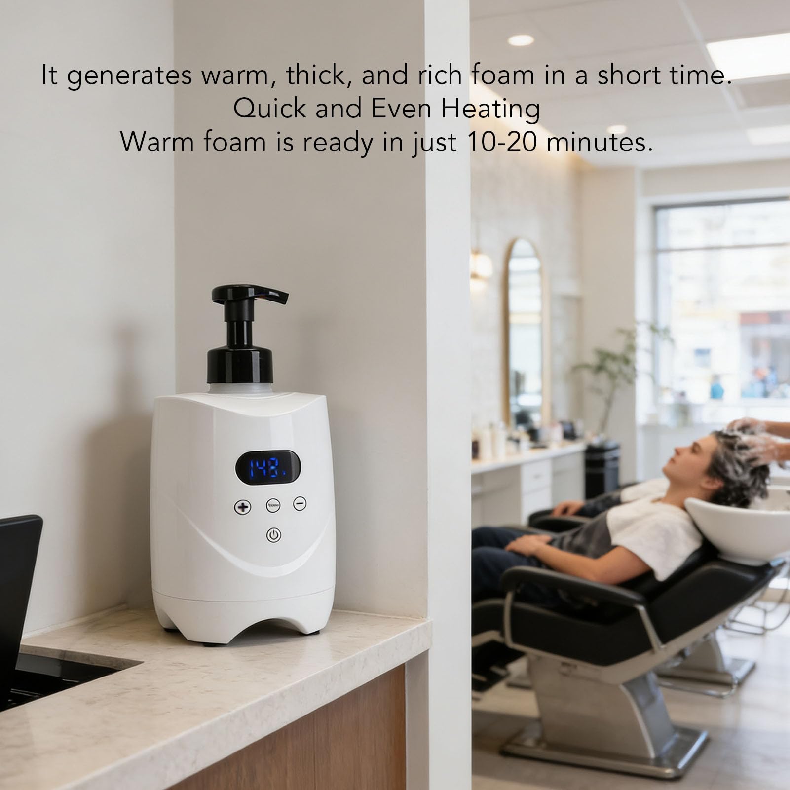 FILFEEL Rasierschaum-Heizung, Warme Schaummaschine für Friseursalons und den Heimgebrauch mit Einstellbarer Temperaturanzeige, Erwärmt Rasierschaum und Massageöle Schnell (EU-Stecker 220V)