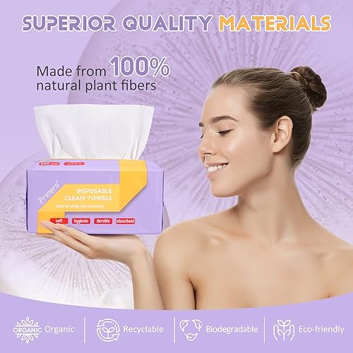 Miniatura 2 de 300 toallas faciales desechables, ultra suaves, sin pelusas, toallitas secas biodegradables de limpieza facial (100 unidades, 3 unidades)