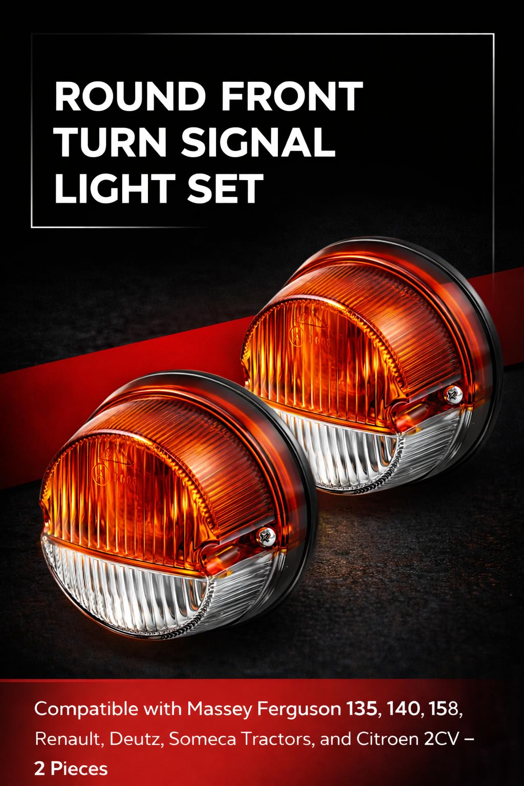 ensemble de clignotants avant ronds, adaptés au tracteur massey ferguson 135, pièces de lumières de tracteur