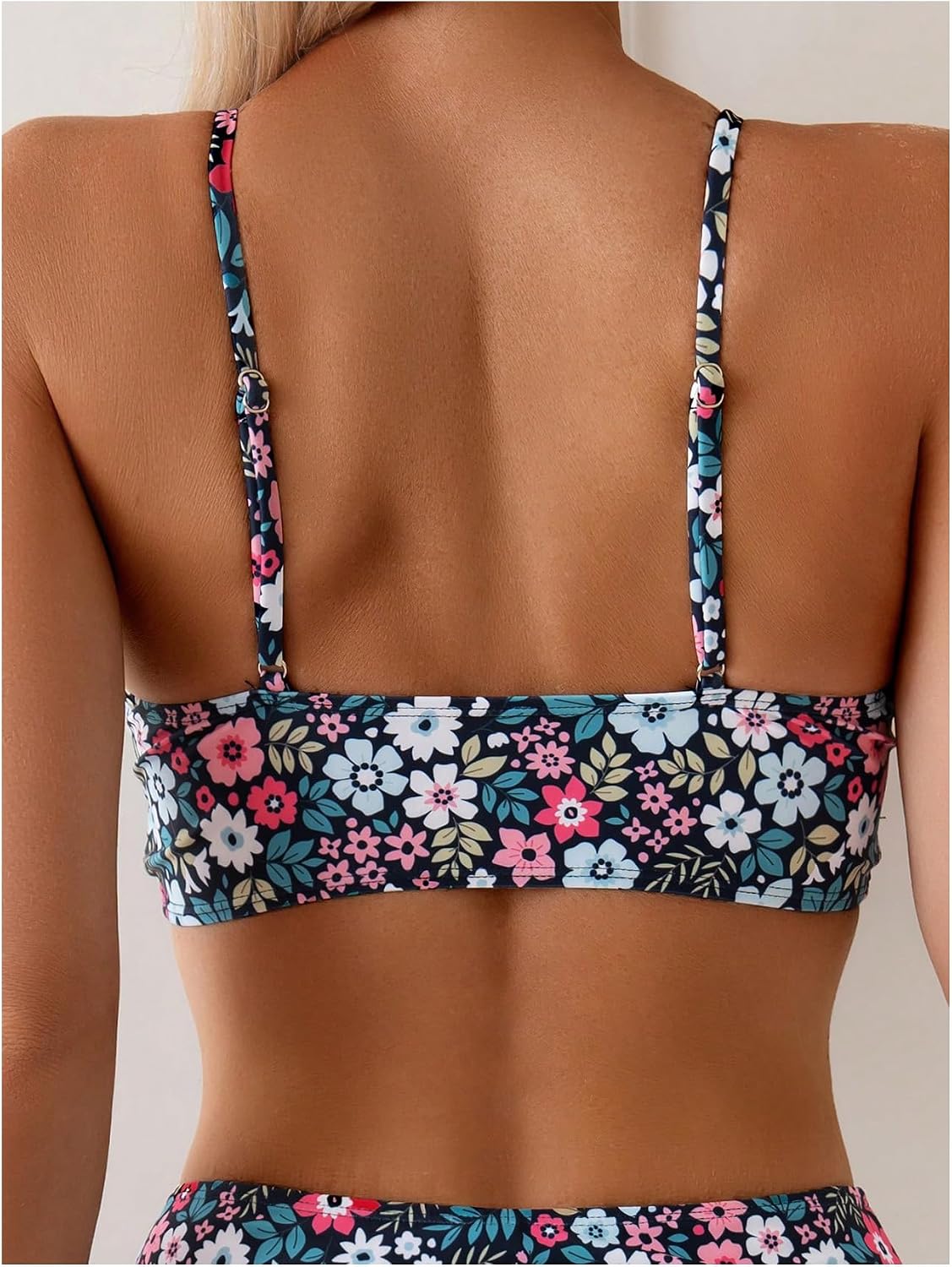 GORGLITTER Women's 2 Piece Bathing Suits Summer Beach Floral High Waisted Bikini Sets Tummy Control Swimsuit Swimwear