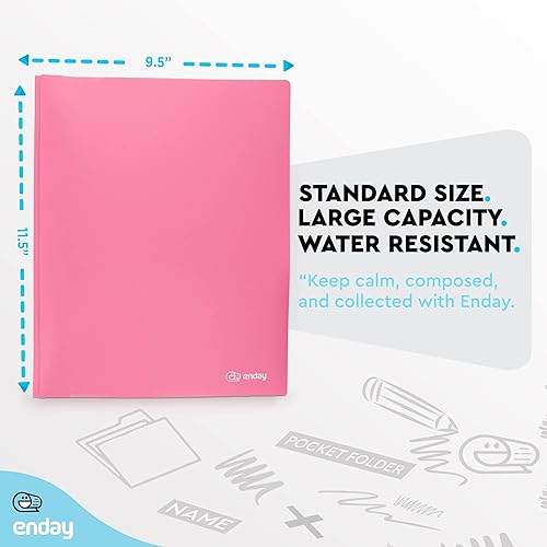 Miniatura 5 de Carpetas de plástico con bolsillos y puntas, color rosa, carpeta de dos bolsillos con clavos, carpetas de 3 puntas con bolsillos para hojas de