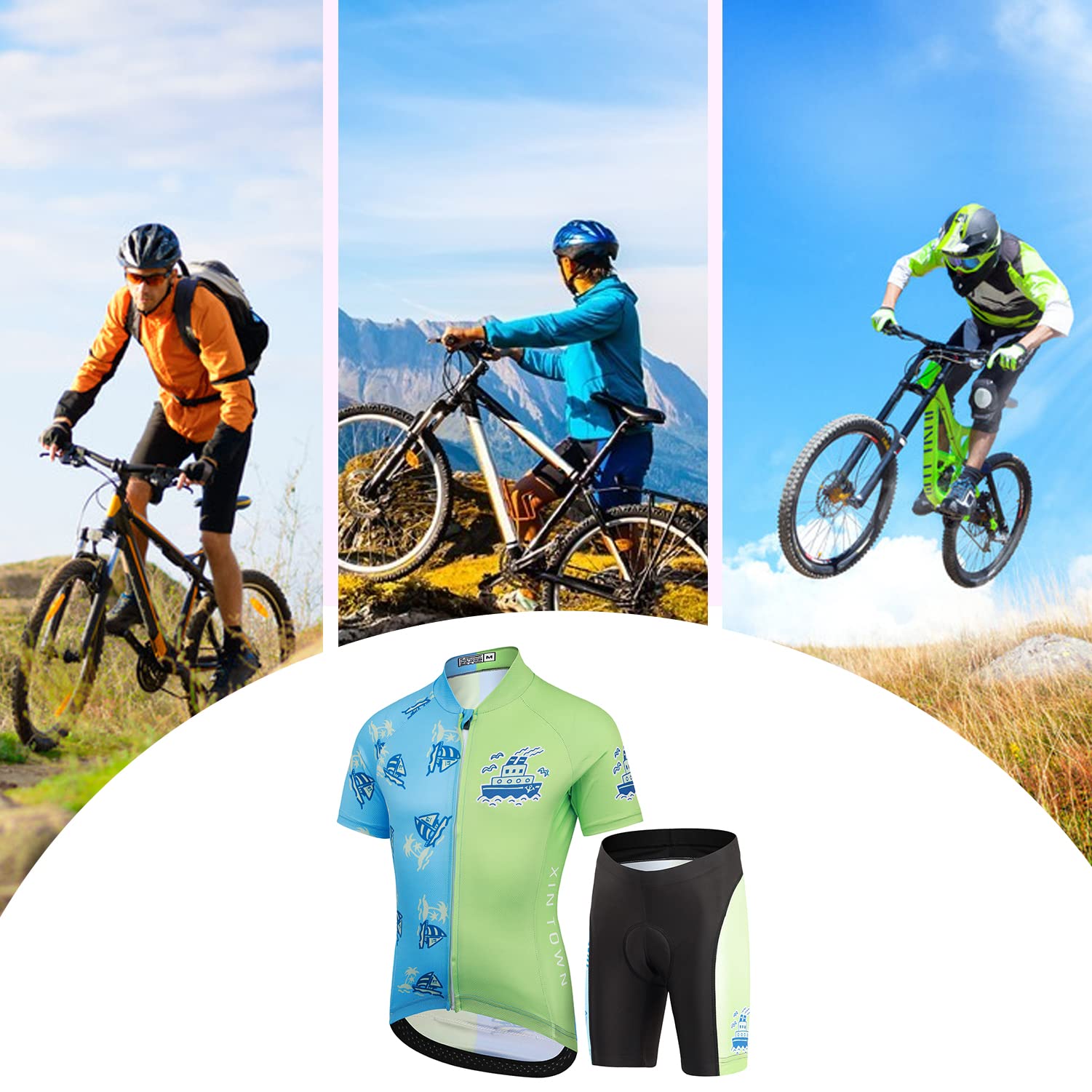 Garçon Fille Maillot de Cyclisme Unisexe Vestes de Cyclisme à Manches Courtes Short de Cyclisme Respirant Combinaison de Cyclisme