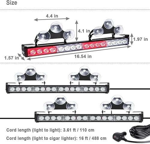 Miniatura 4 de Barras de luz estroboscópica 2 en 1 intermitente LED de emergencia para camiones, coches, SUV, vehículos de servicio, iluminación de advertencia de