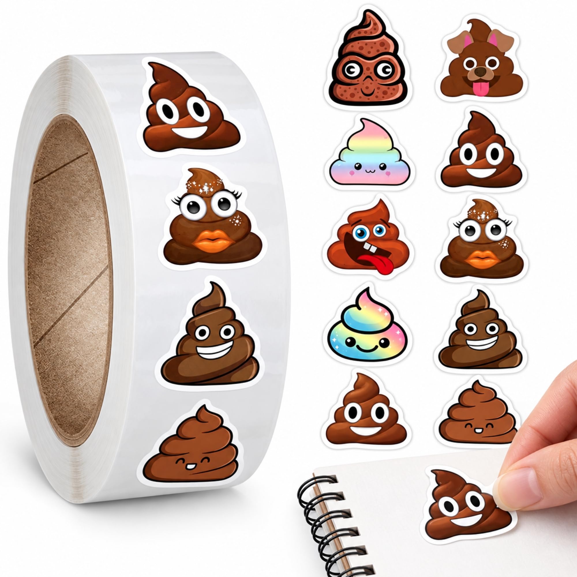 Rollo Pegatinas Emojis Cacas para niños, emoji stickers, 1 Unidad - imagen 1