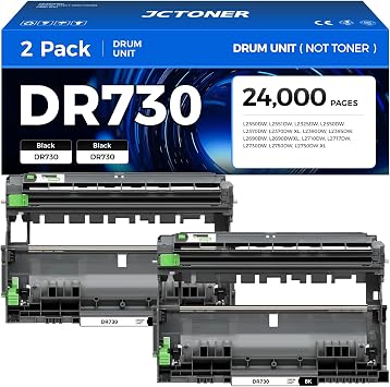 DR730 Drum Unit Not Toner 2-Pack Replacement for Brother DR-730 Imaging Drum Compatible MFC-L2710DW MFC-L2750DW DCP-L2550DW HL-L2350DW HL-L2395DW HL-L2370DW HL-L2390DW MFC-L2690DW HL-L2325DW Printer