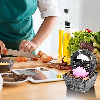 卓上噴水 USB電源 ポータブル卓上噴水 リラクゼーション 禅瞑想屋内噴水 Amazon｜DJAPWPX ライト付き卓上噴水 - バッテリー/USB操作ミニ
