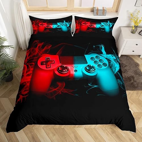 Feelyou Juego de funda de edredón para niños y adolescentes, juego de funda de edredón con estampado de consola de videojuegos, decoración del