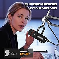 Vista 4 de Micrófono dinámico para podcast PUPGSIS, micrófonos XLR/USB para PC de grabación para transmisión, podcast, grabación, juegos y streaming, micrófono