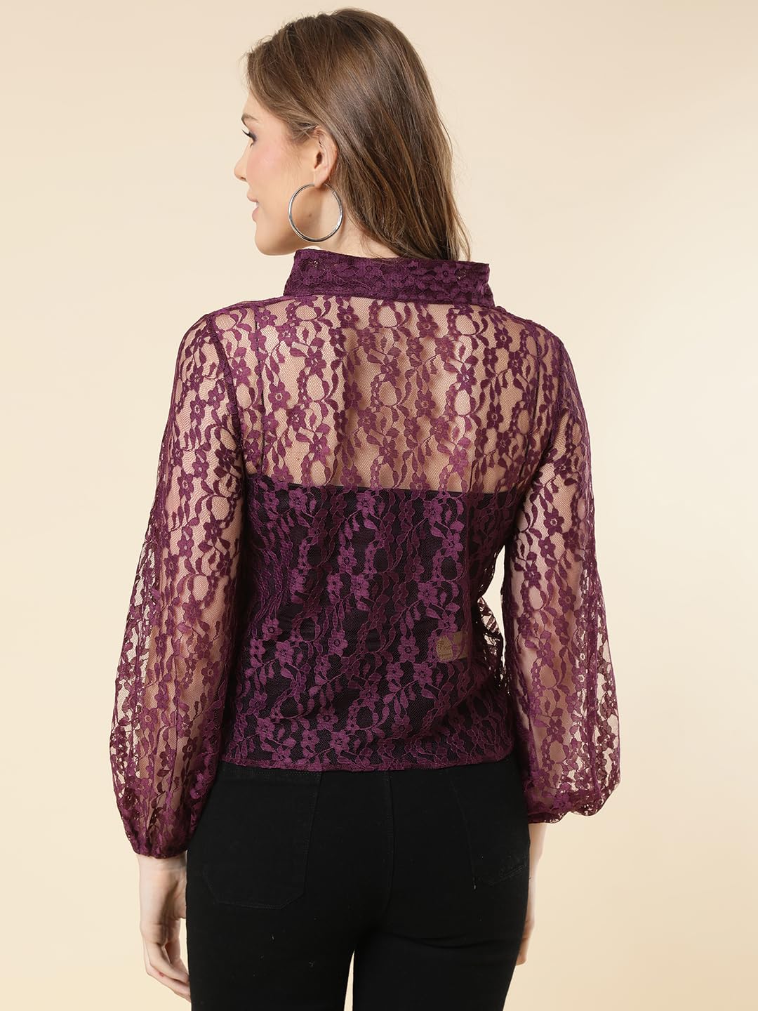 A.T.U.N. (ALL THINGS UBER NICE) Top da donna in poliestere, vestibilità regolare, elegante con volant in pizzo | Top per feste