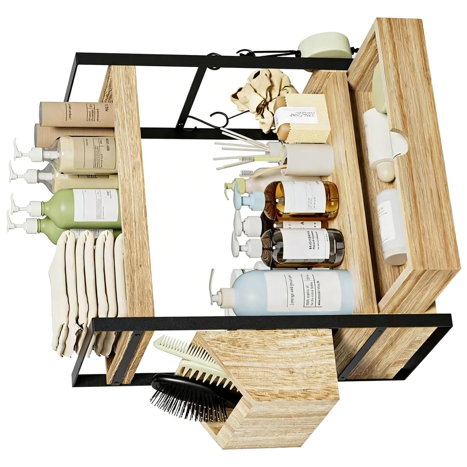 Modern Wooden Drawer Storage Unit for Vanity Cosmetics and Bathroom Accessories Skincare Planner