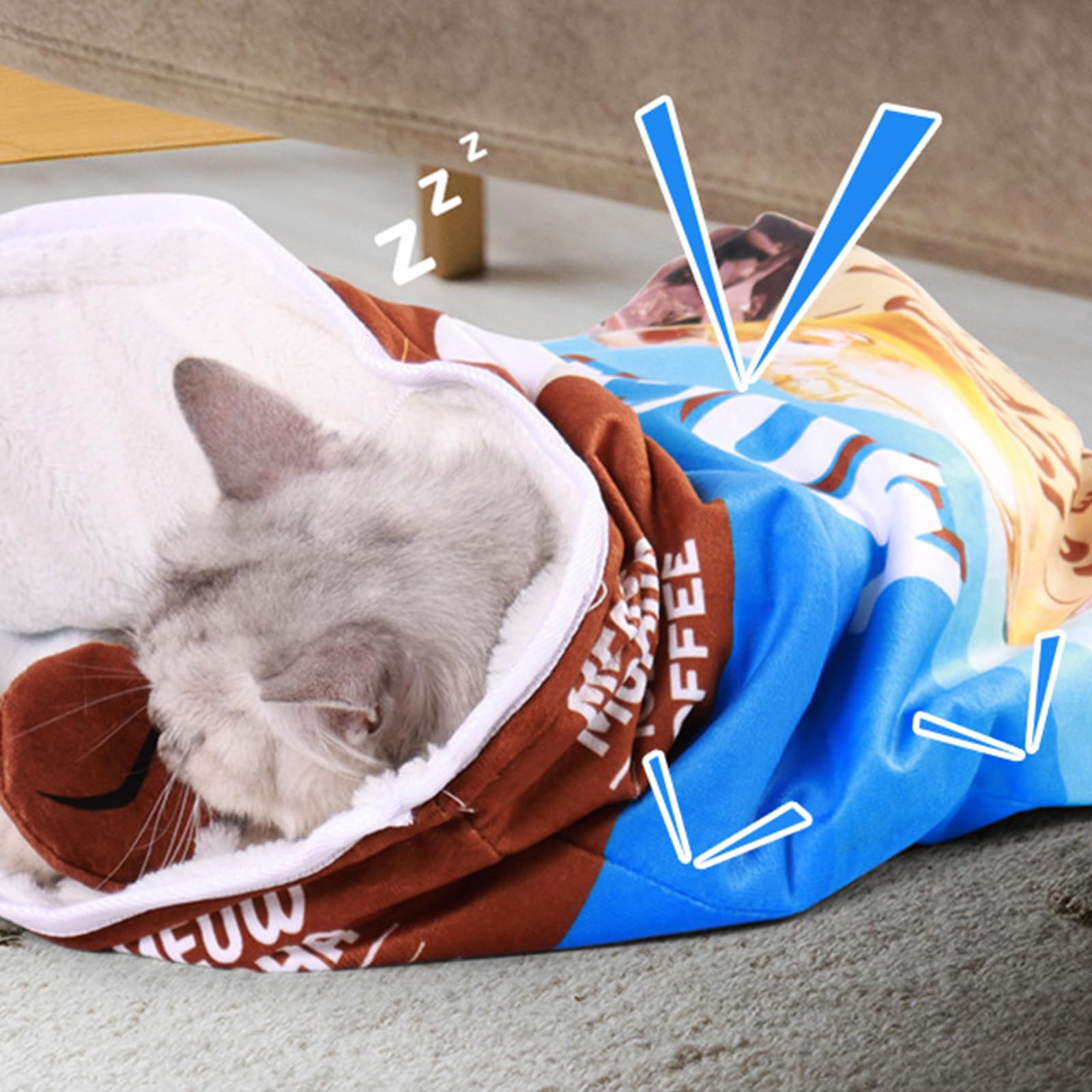Saco de dormir para gatos, colchoneta para mascotas, saco de dormir para gatos y perros pequeños, saco de dormir para gatos, arena para gatos, calor, grano de café