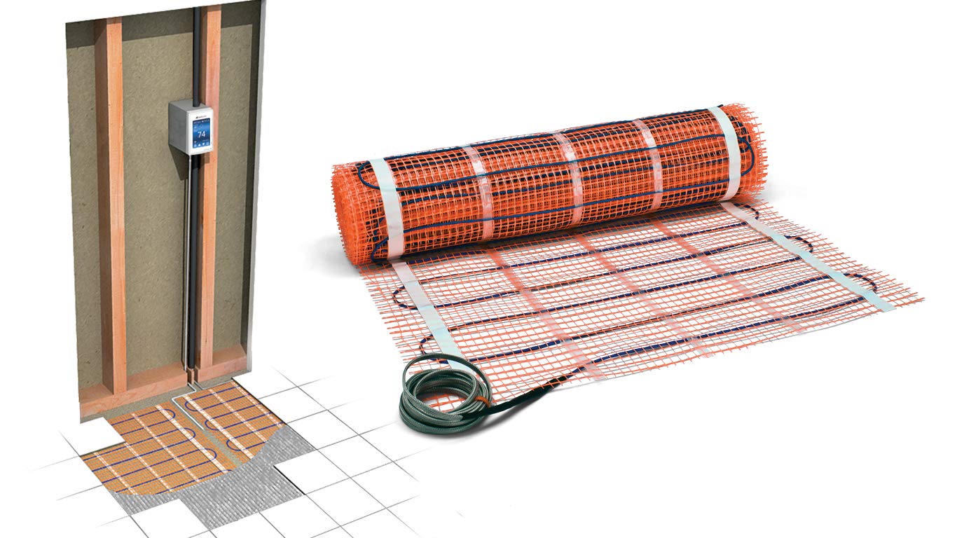 SunTouch TapeMat Electric Under Floor Heating Mat for 120V, Orange, 2.0' x 25.0' (50.0 Sq. Ft.)