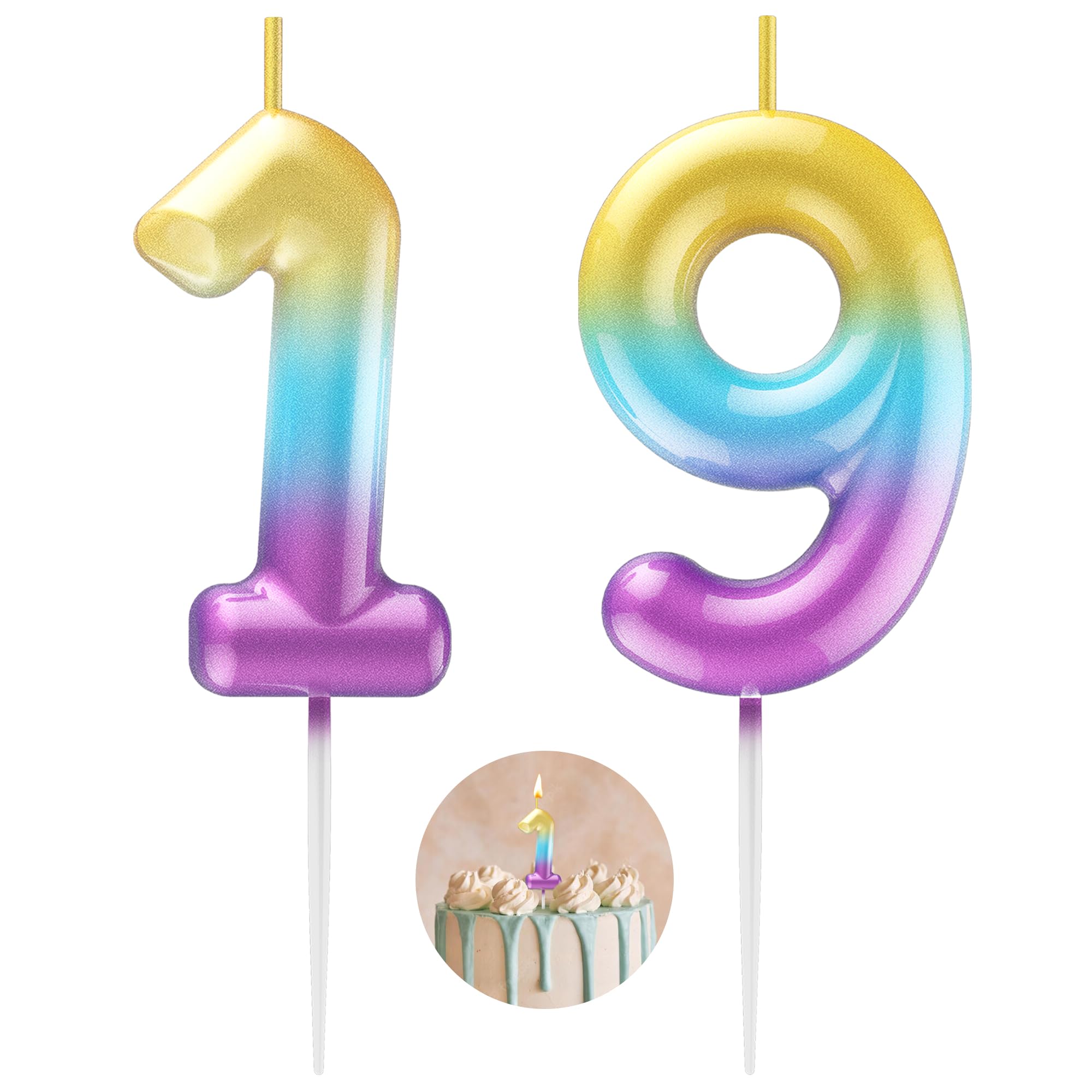 Amazon.co.jp: レインボーナンバー19キャンドル Happy Birthday 3D数字