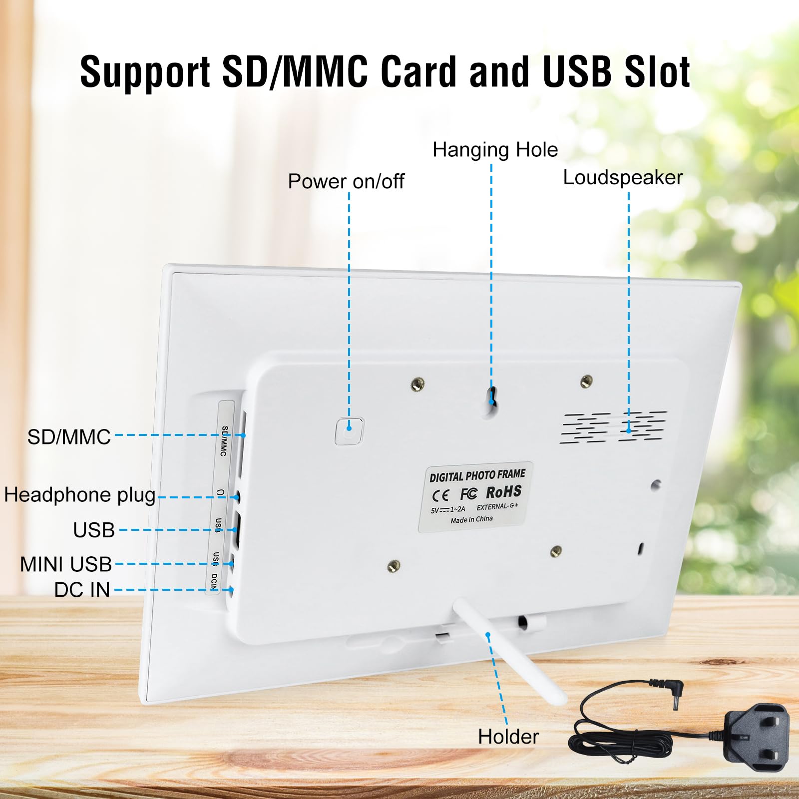 Cornice digitale WiFi da 10,1 pollici, display HD touch screen IPS 1280 x 800, cornice digitale intelligente integrata da 32 GB di memoria, rotazione automatica, condividi foto e video tramite l'app