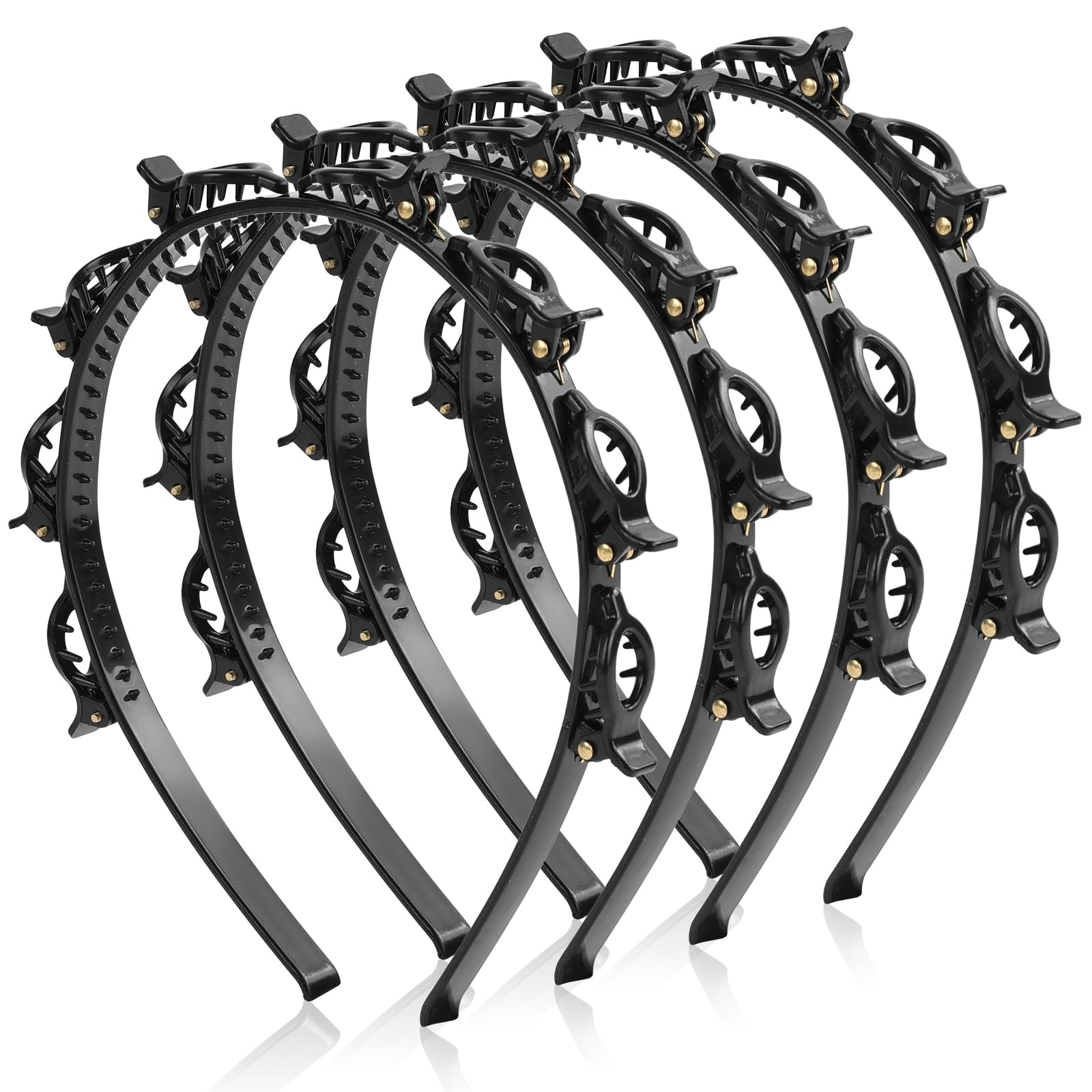 LOPHE 4PCS Clip Headbands Double Bangs Hairstyle Hairpin, Teeth Comb Hair Hoop Headband With Clips Attached