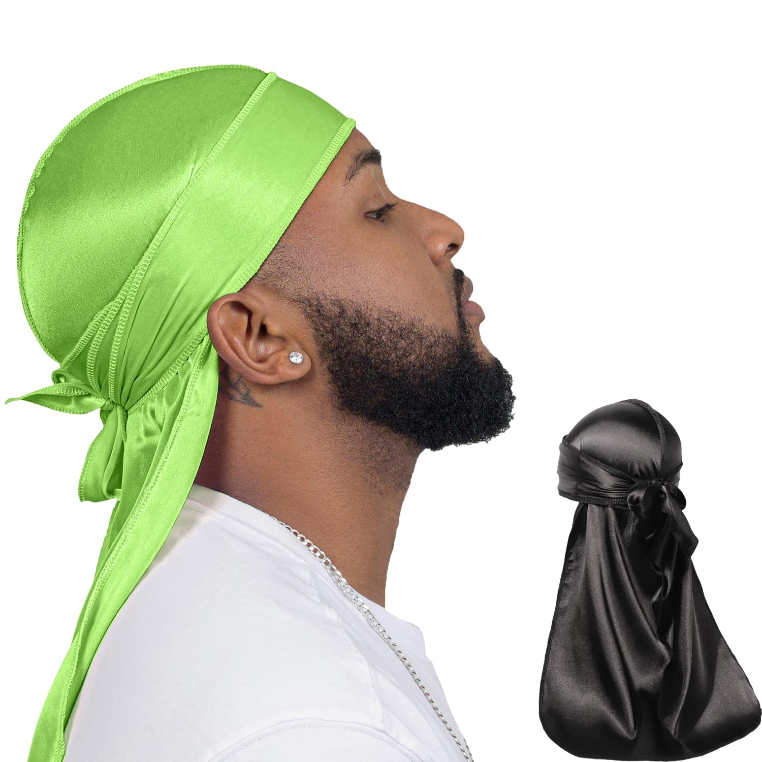 ForceWave 2 Pieces Silky Durag Pack for Men Women Waves, Premium Satin Deluxe Du-rag