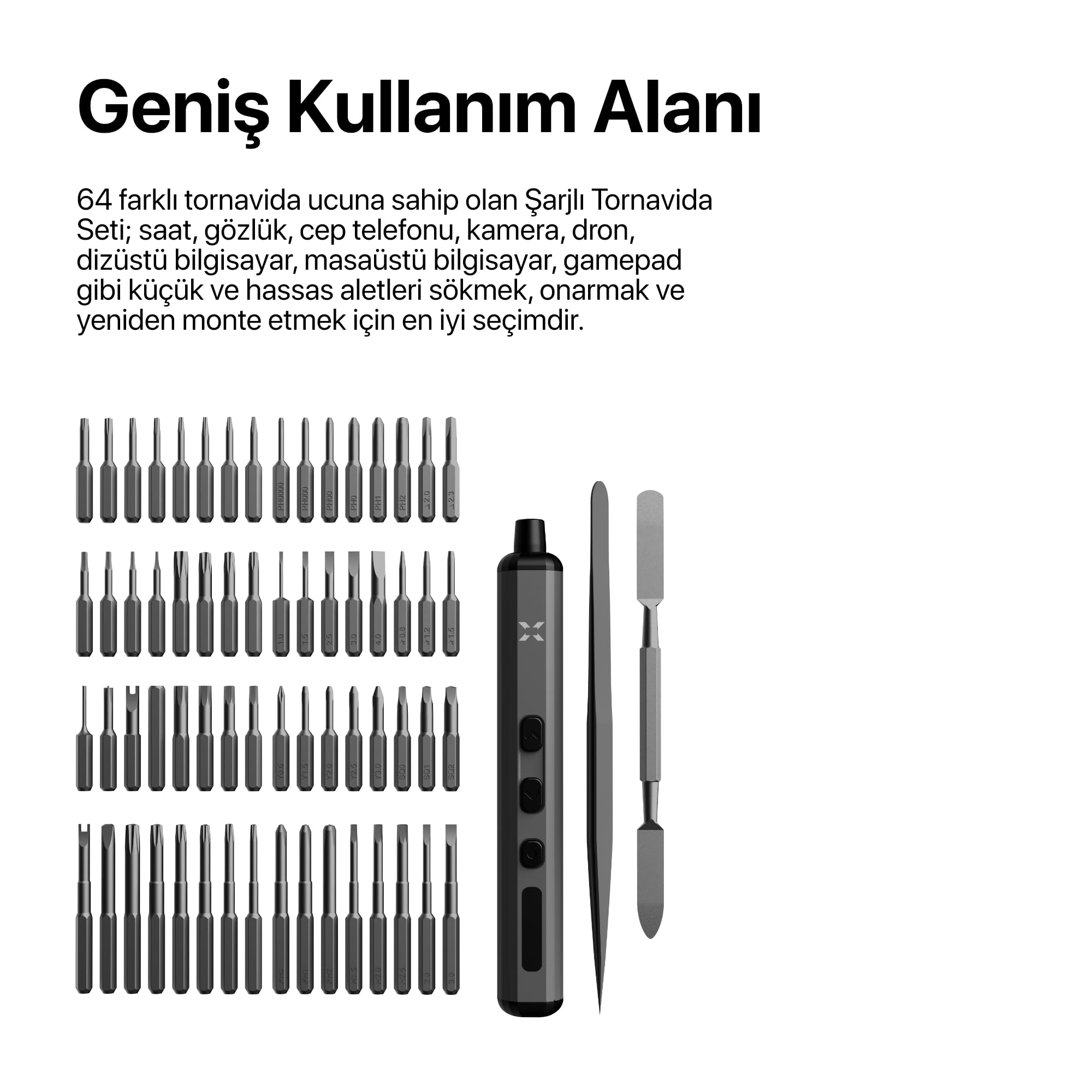 Xenon Smart Hassas Şarjlı Otomatik Tornavida Vidalama Seti 5 Nm Tork Screwdriver 153 Parça X6833