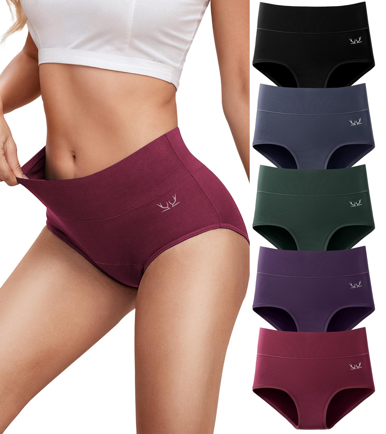 Ruixue Unterhosen Damen Baumwolle Unterwäsche, 5er Pack Slips Damen Stretch Hohe Taille Panties, Bequeme Frauen Unterwäsche, Atmungsaktiv Panties