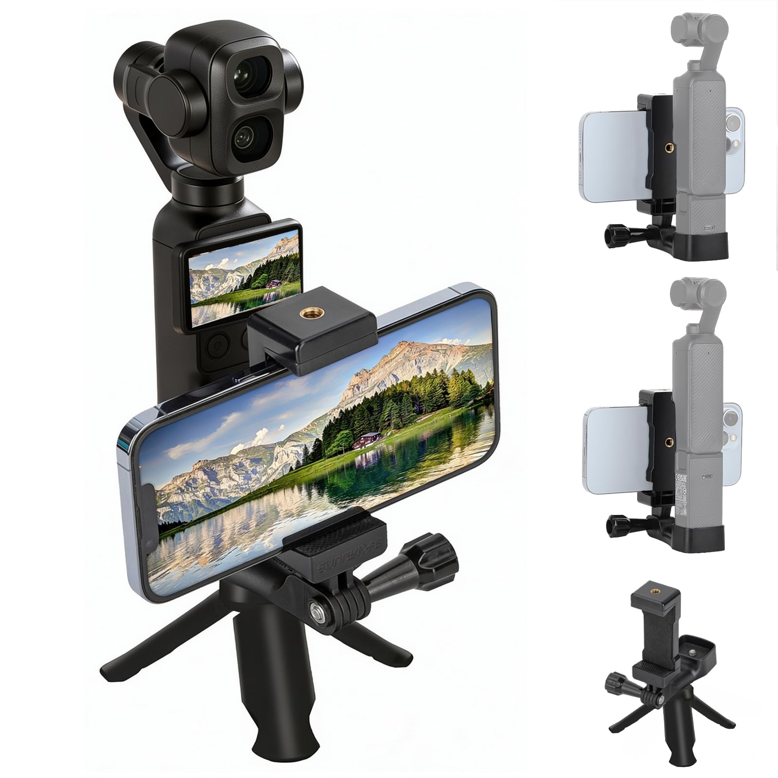 Amazon.co.jp: フロントスマホホルダー+ミニ三脚セット DJI対応 Osmo