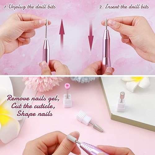 Miniatura 7 de Juego de 7 brocas para uñas, juego de brocas de carburo de tungsteno, brocas para cutícula, brocas de uñas para taladro de uñas de 332 pulgadas para